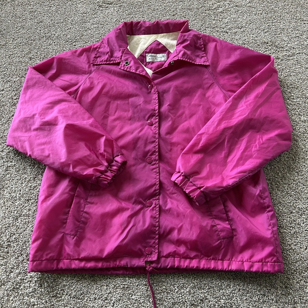 Vintage Current Seen Jacket Womens Large Pink Nylon Windbreaker Snap Lined